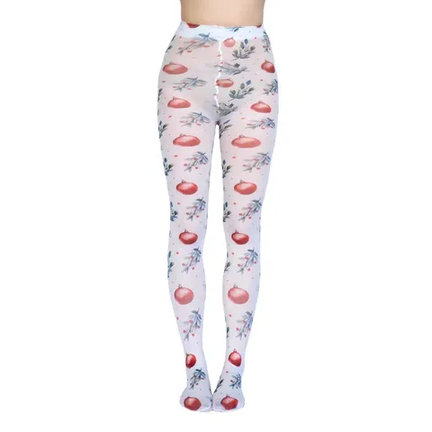Damen Weihnachten Thermotransfer Strumpfhose Weihnachtsmann Elch Druck Stretch Strumpfwaren Party Mode Strumpfhose