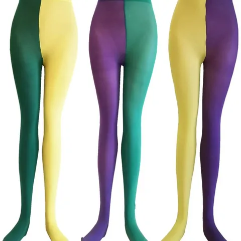 Medias Yin Yang Bicolor Festivas para Mujer Halloween Navidad Carnaval Leggings Bloque de Color Elásticas Originales