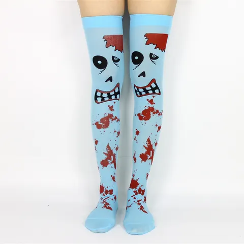Halloween Vampiro Sangre Esqueleto Calcetines Altos Estampados Gótico Fiesta Cosplay Calcetines Largos Accesorios