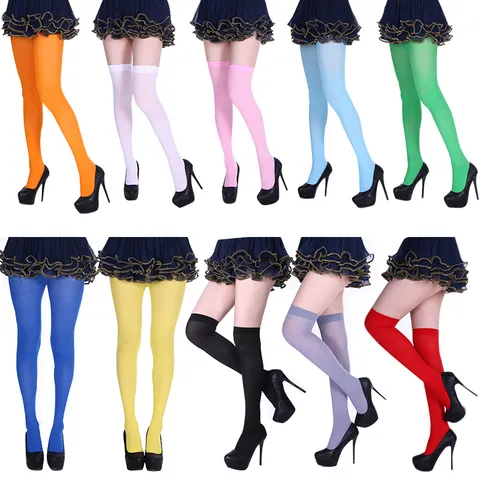 Solid Color Over Knee Stockings Women Sexy Stockings Party Festival Hosiery Opaque Tights Sleek Leg Shaping Fashion Apparel