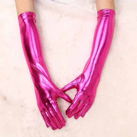 Halloween Long Faux Leather Stage Performance Cosplay Party Gloves Women Fashion Costume Accessories