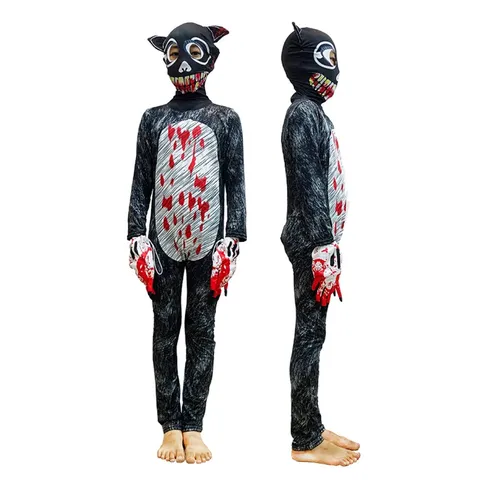 Disfraz de Cosplay de Halloween para Niños Body de Personaje de Juego de Terror Monos de Manga Larga Con Máscara y Guantes