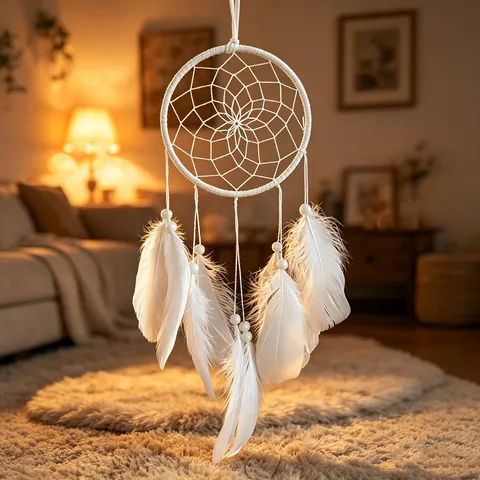 Indischer Stil Handgemachte Feder Traumfänger Windspiel Wandbehang Zuhause Zimmer Dekoration Handwerk Ornament