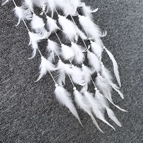 White Wedding Dream Catcher Handmade Feather Cotton Cord Hanging Ornament Boho Home Office Wall Decor Creative Gift