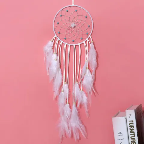 Handmade Dream Catcher Korean Velvet Feather Wall Hanging Ornament Bohemian Home Decor Bedroom Living Room Decoration