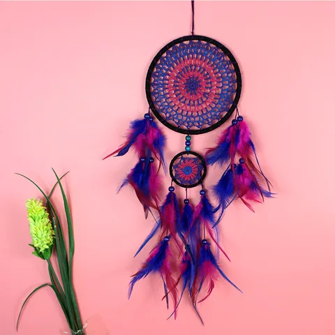 Handmade Feather Dream Catcher Minimalist Hanging Ornament Wall Decor Craft for Home Bedroom Christmas
