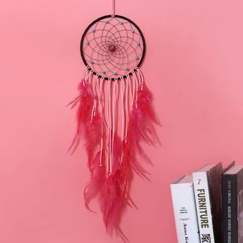 Handmade Dream Catcher Korean Velvet Feather Wall Hanging Ornament Bohemian Home Decor Bedroom Living Room Decoration