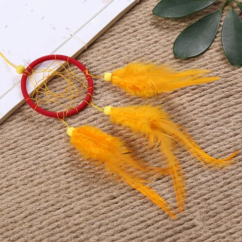 Ornement Suspendu Attrape-rêves Plume Style Indien Fait Main Décoration Voiture Pendentif Sac à Dos Cadeau Maison