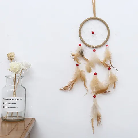 Handgemachte Indische Stil Traumfänger Feder Windspiel Wandbehang Ornament Schlafzimmer Heimtextilien Böhmischer Handwerk Geschenk