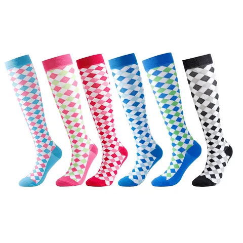 Women's Argyle Over The Knee Socks Preppy Style Knit Long Stockings Winter Fashion Daily Casual Leg Warmer Hosiery