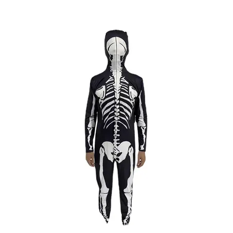Halloween Skelett Jumpsuit Polyester Kapuzen Bodysuit Ganzkörper Bedrucktes Kostüm Für Party Cosplay Partybekleidung