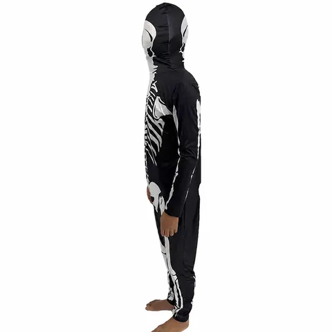 Halloween Skelett Jumpsuit Polyester Kapuzen Bodysuit Ganzkörper Bedrucktes Kostüm Für Party Cosplay Partybekleidung