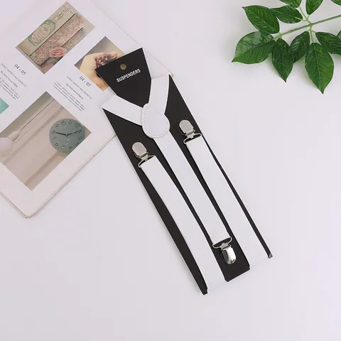 Bretelles Unies pour Adultes Unisexe Sangle Élastique Bretelles Réglables 3 Clips Accessoire de Mode Quotidien