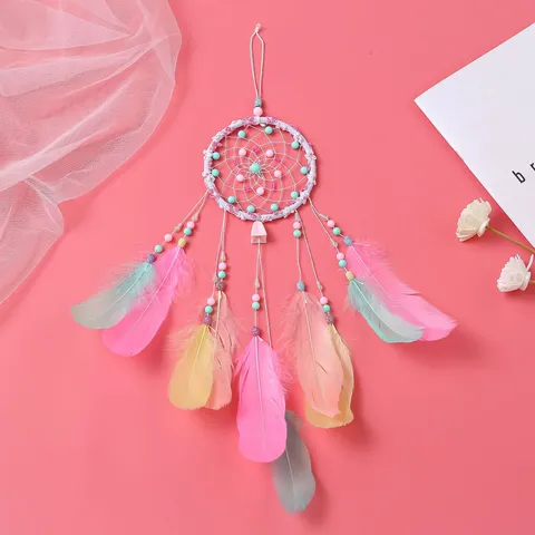 Handmade Feather Dream Catcher Hanging Ornament Cute Wind Chime Wall Decor Room Decoration Gift For Women Girls