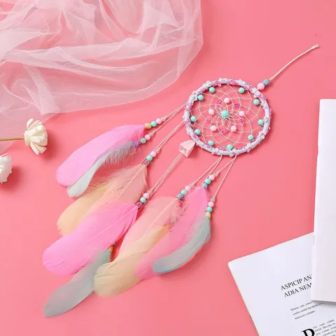 Handmade Feather Dream Catcher Hanging Ornament Cute Wind Chime Wall Decor Room Decoration Gift For Women Girls