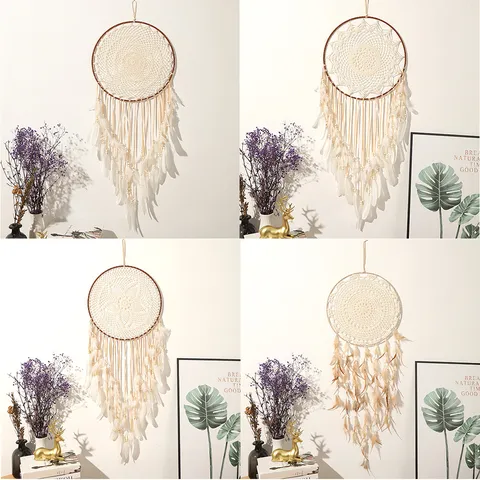 Large Bohemian Feather Dream Catcher Handmade Wall Hanging Home Decor Wedding Wind Chime Ornament Boho Room Decoration