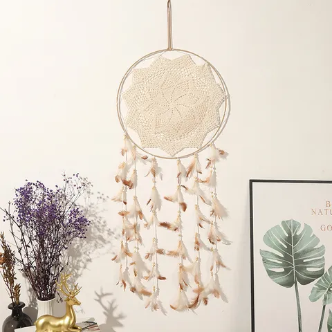 Bohemian Large Dream Catcher Handmade Feather Wind Chime Wall Hanging Home Decor Wedding Party Background Ornament
