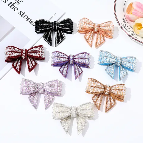 Pearl Rhinestone Bow Shoe Clips Wedding High Heels Decorative Accessories Elegant Fabric Bowknot Shoe Charms