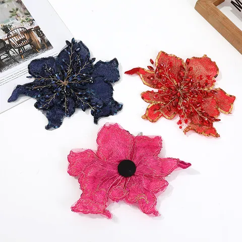 Wunderschöne Blumen Stoffaufnäher Strass Perlen Applikation DIY Kleidung Zubehör Dekorative Aufnäher Zum Aufnähen Für Kleidungsstücke