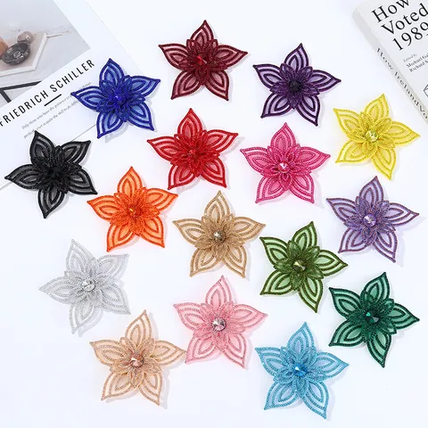 Bunte Strass Blumen Applikation Mesh Patches Für Brautkleid Schuhe Hüte Taschen DIY Handwerk Nähzubehör