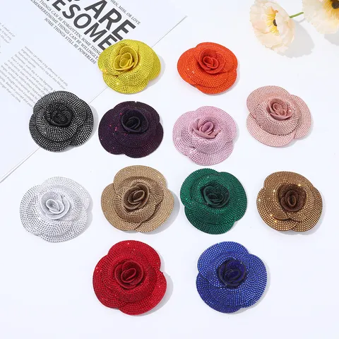 Simulation Kamelie Strass DIY Blumen Flicken Stoff Applikation Für Kleidung Taschen Geschenkkarton Handwerk Dekoration