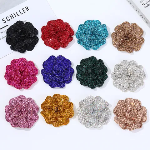 3D Strass Rosenblüte Blumen Flicken Applikation DIY Kristall Kamelie Kleidungsstücke Zubehör Schuhe Hüte Taschen Handwerk