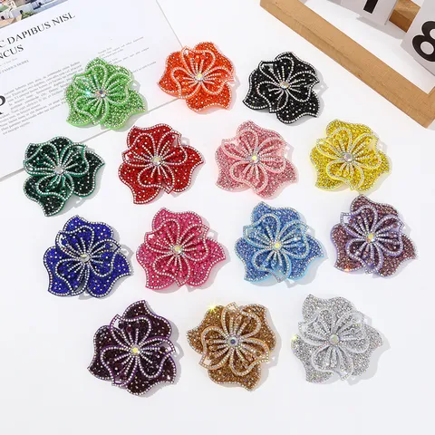 Voll Bohrer Strass Blumen Flicken Stoff Strass DIY Bekleidung Dekorative Accessoires Kristall Blumenmotiv Applikation