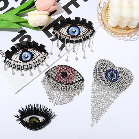 Handgemaakte Boze Oog Kralen Patch Strass Applicatie DIY Kleding Schoenen Hoeden Kledingaccessoires Decoratieve Badge