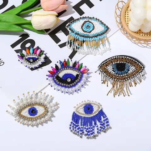 Handgemaakte Boze Oog Kralen Patch Strass Applicatie DIY Kleding Schoenen Hoeden Kledingaccessoires Decoratieve Badge