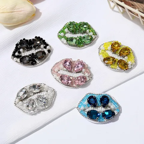 Handgemachte Perlen Lippen Flicken Strass Perle Lippen Applikation DIY Kleidungsstück Kleidung Schuhe Taschen Reparatur Dekoration