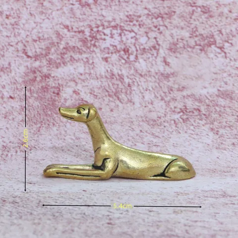 Vintage Brass Dog Figurine Lying Hound Statue Miniature Animal Sculpture Chinese Zodiac Fortune Tea Pet Desktop Decor Ornament