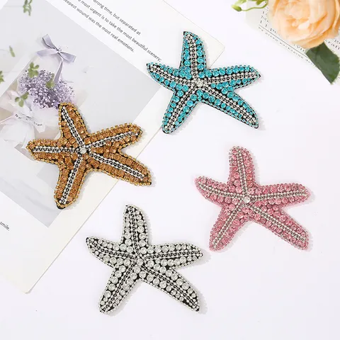 Glänzender Strass Zeester Stoffen Patch Multicolour Kristal Ster Applique DIY Kleding Tas Decoratieve Accessoires