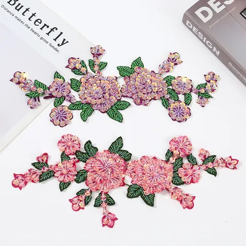 Bordado de Cordón Soluble en Agua Hecho a Mano Parche de Encaje Floral Applique Étnico Lentejuelas Cuentas Adorno de Costura Para Prenda Vestido de Escenario