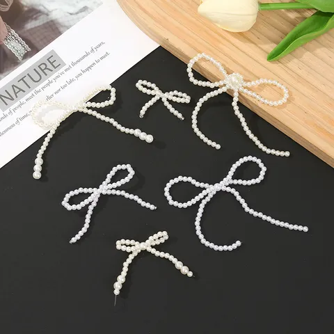 Artificial Pearl Bow DIY Accessories White Beaded Bowknot Charm For Phone Case Hair Accessories Gift Decoration