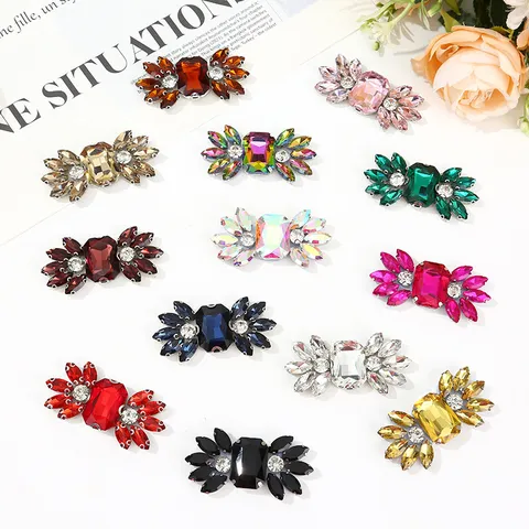 Garniture de Boucle de Chaussure en Strass de Verre DIY Vêtement Applique de Cristal Coloré Pour Chaussures Sacs Vêtements Accessoires Décoratifs