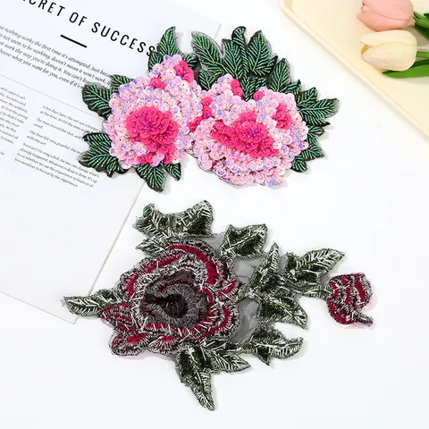 Classical Floral Sequin Embroidery Patch DIY Decorative Applique For Garment Clothing Shoes Hats Bags Accessories
