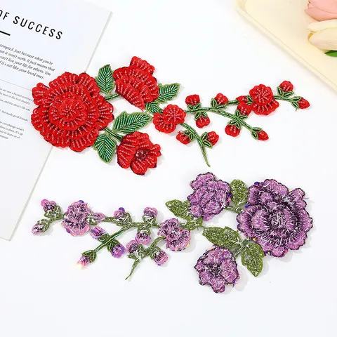 Wasserlösliche Pailletten Blume Stickerei Flicken Kleidungsstück Applikation DIY Cheongsam Dekorative Kleidung Flicken Nähzubehör