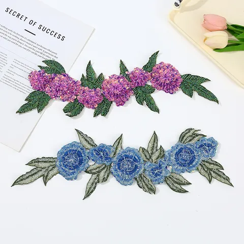 Handmade 3D Water Soluble Embroidery Flower Patch Applique Sequins Garment DIY Sewing Accessories For Dance Dress Bag