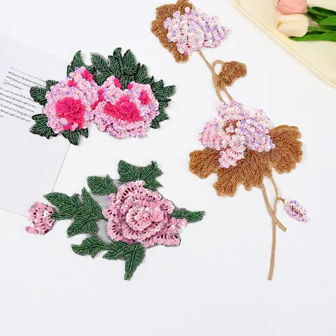 Classical Floral Sequin Embroidery Patch DIY Decorative Applique For Garment Clothing Shoes Hats Bags Accessories