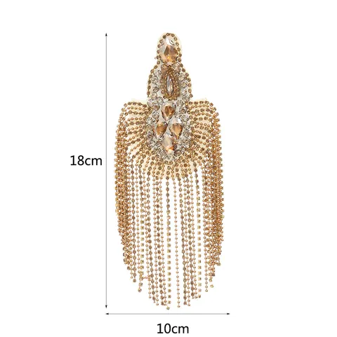 Gold Silber Fransen Epaulette Aufnäher Strass Kette Anzug Kleid Metall Dekorative Zubehör DIY Mode Performance Brosche