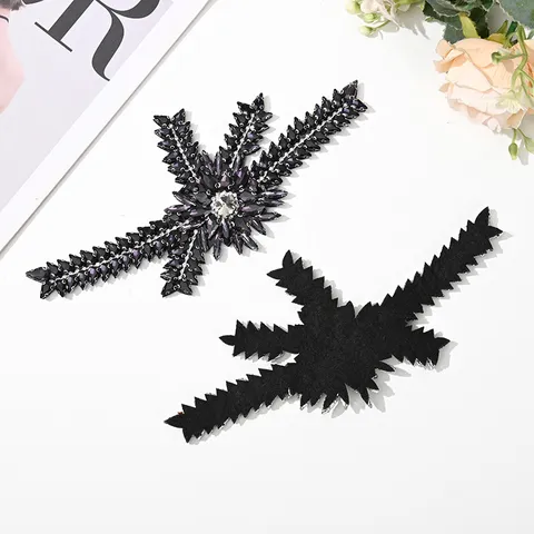 Handgefertigt Glas Strass Applikation Flicken DIY Nähborte Kristall Perlen Motiv Für Brautkleid Bekleidungszubehör