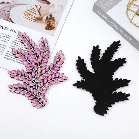 Exquise Bladvormige Glas Strass Stoffen Patch DIY Trouwjurk Hoofdtooi Haaraccessoire Decoratieve Applique