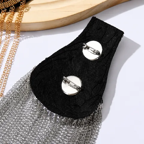 DIY Strass Quasten Epauletten Metallkette Anzug Kleid Schulterfleck Bühnenperformance Dekorative Bekleidungszubehör