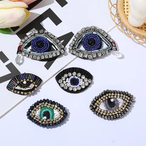 Handgemachte Glasperlen Bestickter Böser Blick Flicken Strass Applikation DIY Kleidung Reparatur Dekorative Abzeichen