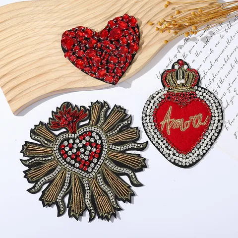 Kristall Pailletten Perlen Herz Flicken Strass Perle DIY Nähen Stickerei Applikation Für Kleidung Taschen Schuhe Zubehör