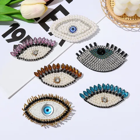 Handgemachte Perlen Böser Blick Flicken Strass Kristall Applikation DIY Kleidung Hut Tasche Dekorative Abzeichen Zubehör