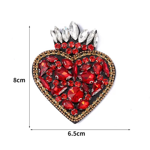 Strass Perlen Herz Bestickter Aufnäher Glasperle DIY Applikation Für Kleidung Kleidungsstück Hut Schuhe Reparatur Dekoratives Abzeichen