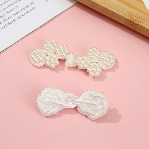 Handmade Chinese Style Frog Buttons Artificial Pearl Beaded Cheongsam Hanfu Shirt Decorative Sewing Trims Clothing Accessory