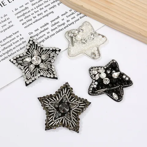 Handgemachte Strass Perlenbesetzte Stern Aufnäher Zum Aufnähen Kleidung Reparatur Abzeichen DIY Stern Applikation Zubehör