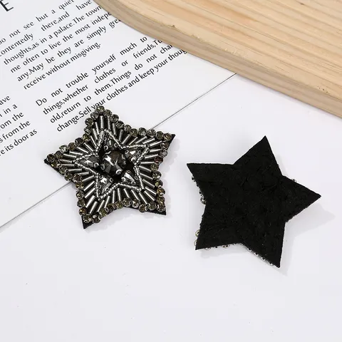 Handgemachte Strass Perlenbesetzte Stern Aufnäher Zum Aufnähen Kleidung Reparatur Abzeichen DIY Stern Applikation Zubehör